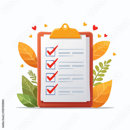 Event planning checklist on a clipboard, tasks completed successfully