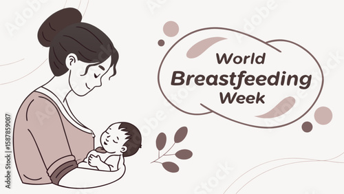 World breastfeeding week celebration mother and baby breastfeeding support and health awareness campaign image