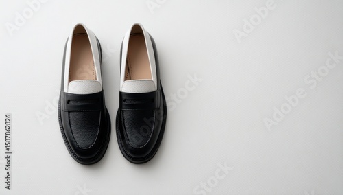 Wallpaper Mural Two black and white loafers, top view Torontodigital.ca