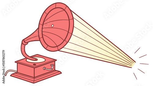Vintage gramophone vector illustration for music lovers and antique collectors and audio enthusiasts design