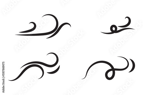 set of wind blowing icon, sea wave icon, wind blowing icon whtie background.