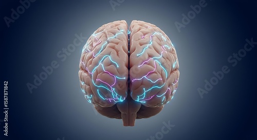 Detailed Close-Up of Human Brain with Intricate Structures and Textures.