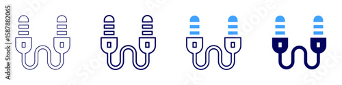Auxiliary cable icon in 4 different styles. Thin Line, Line, Bold Line, Duotone. Duotone style. Editable stroke
