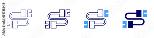 Cable patch icon in 4 different styles. Thin Line, Line, Bold Line, Duotone. Duotone style. Editable stroke