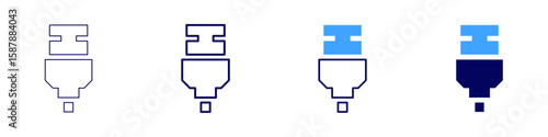 Cable television icon in 4 different styles. Thin Line, Line, Bold Line, Duotone. Duotone style. Editable stroke