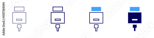 Cable subscription icon in 4 different styles. Thin Line, Line, Bold Line, Duotone. Duotone style. Editable stroke