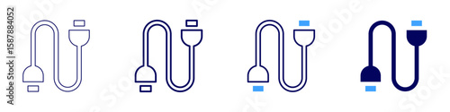 Cable trends icon in 4 different styles. Thin Line, Line, Bold Line, Duotone. Duotone style. Editable stroke