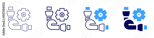Cable systems icon in 4 different styles. Thin Line, Line, Bold Line, Duotone. Duotone style. Editable stroke