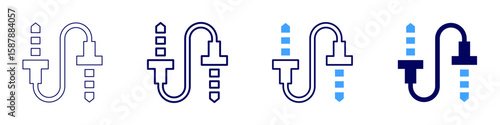 Cable tool icon in 4 different styles. Thin Line, Line, Bold Line, Duotone. Duotone style. Editable stroke
