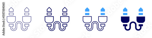 Cable tray icon in 4 different styles. Thin Line, Line, Bold Line, Duotone. Duotone style. Editable stroke