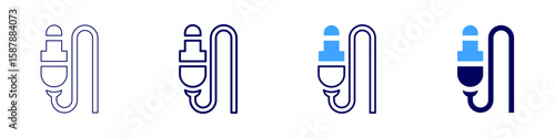 Cable tester icon in 4 different styles. Thin Line, Line, Bold Line, Duotone. Duotone style. Editable stroke