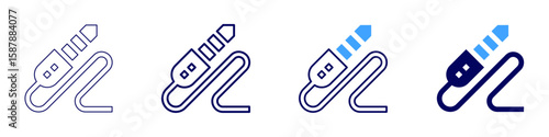Cable wrap icon in 4 different styles. Thin Line, Line, Bold Line, Duotone. Duotone style. Editable stroke
