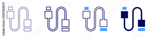 Cable wire icon in 4 different styles. Thin Line, Line, Bold Line, Duotone. Duotone style. Editable stroke