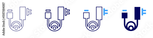 Charger icon in 4 different styles. Thin Line, Line, Bold Line, Duotone. Duotone style. Editable stroke