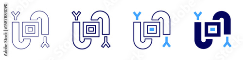 Cable warranty icon in 4 different styles. Thin Line, Line, Bold Line, Duotone. Duotone style. Editable stroke