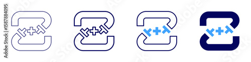 Connecting tubes icon in 4 different styles. Thin Line, Line, Bold Line, Duotone. Duotone style. Editable stroke