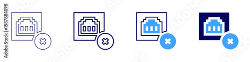 Connection error icon in 4 different styles. Thin Line, Line, Bold Line, Duotone. Duotone style. Editable stroke