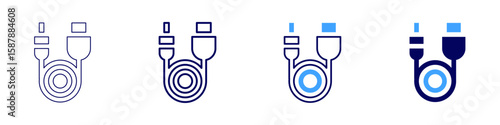 Sound cable icon in 4 different styles. Thin Line, Line, Bold Line, Duotone. Duotone style. Editable stroke