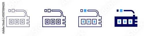 Usb port icon in 4 different styles. Thin Line, Line, Bold Line, Duotone. Duotone style. Editable stroke