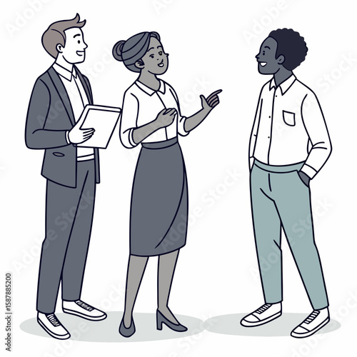 Flat vector illustration in modern flat art style of work colleagues chatting
