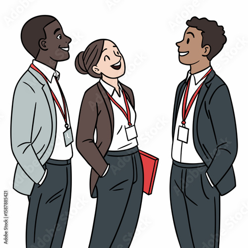 Flat vector illustration in modern flat art style of work colleagues chatting