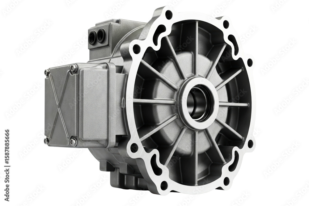 Traction motor and gearbox for an electric vehicle isolated on a transparent background Traction motor and gearbox for an electric vehicle isolated on a transparent background