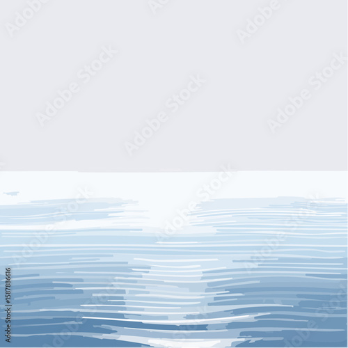 Soft light reflecting off still nighttime water, with gentle ripples and glow lines in clean vector form.