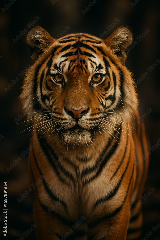 Fototapeta premium Powerful Bengal Tiger Walking Through Forest Path