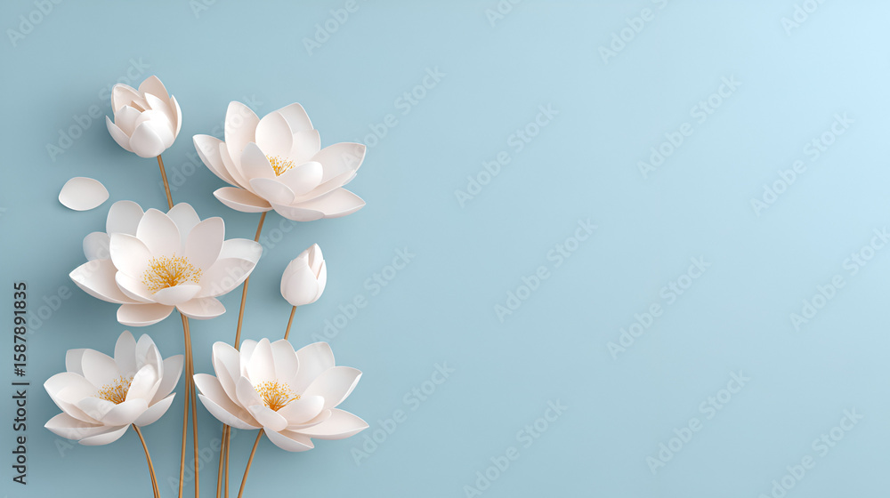 Obraz premium Elegant lotus flower illustration in a minimalist style, conveying tranquility and beauty. white 29498667 1