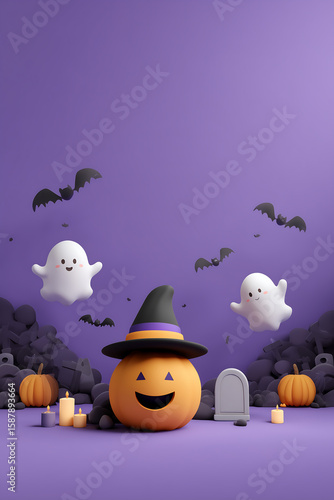 Cute cartoons decorated for a fun Halloween celebration.