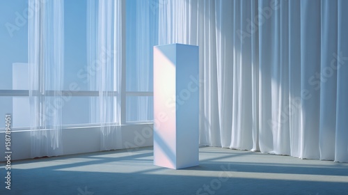 Tall Pastel Box Mockup With Soft Rim Light.
