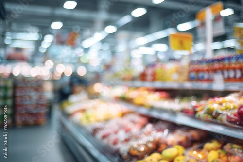 Wallpaper Mural Blurred supermarket aisle with produce and drinks Torontodigital.ca