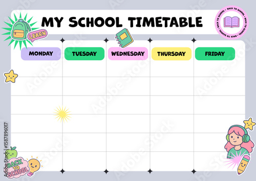 Modern Minimalist School Timetable – Printable Soft Color Design for Back to School