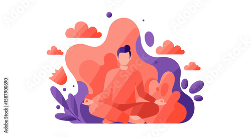 Calm meditation: surreal gradient scene with abstract fluid shapes