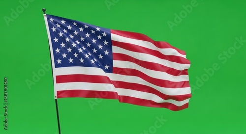 Wallpaper Mural 3D American Flag Waving on Green Background
 Torontodigital.ca