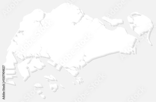 3D White Silhouette Singapore Map Asian Country