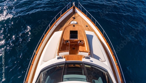 High-angle view of a boat's bow
