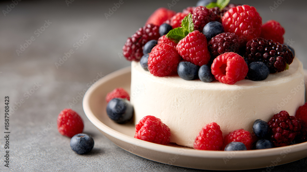 Deliciously vibrant cake topped with a medley of frozen berries, showcasing rich colors and textures. white 21963095 1 Deliciously vibrant cake topped with a medley of frozen berries, showcasing rich colors and textures. white 21963095 1