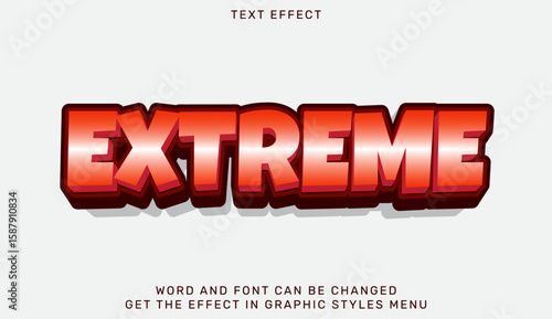 Bold 3d red extreme text effect on white background