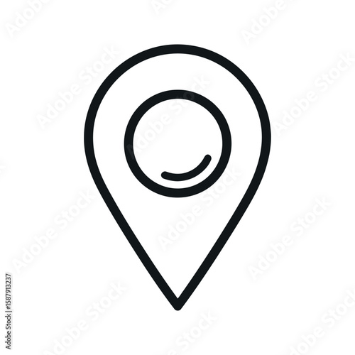 Black and White Location Pin Icon Design Isolated on White Background