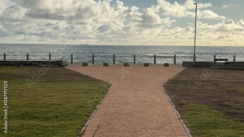 Sea Point Promenade near Mouille Point Lighthouse, in Cape Town.