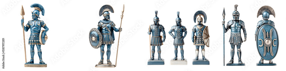 Naklejka premium Set of Ancient Greek Spartan Warrior Figurines