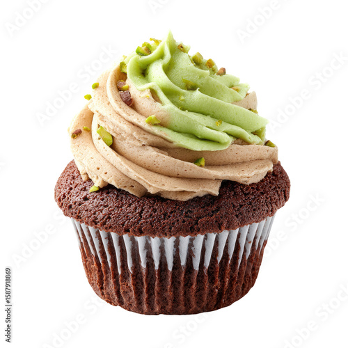 Gourmet Cupcake With Chocolate Frosting Isolated On White