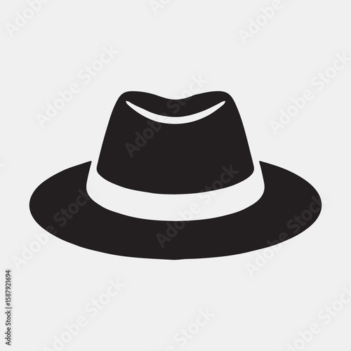 Simple Black Fedora Hat Icon
