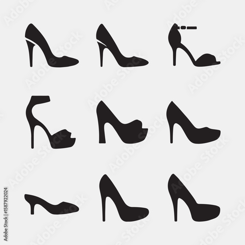 Collection of Stylish Women's High Heel Shoes Silhouettes
