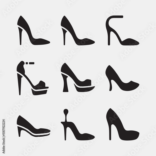 Collection of Stylish Women's High Heel Shoes Silhouettes
