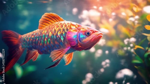 Vibrant fish in an aquarium