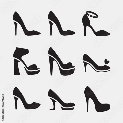 Collection of Stylish Women's High Heel Shoes Silhouettes
