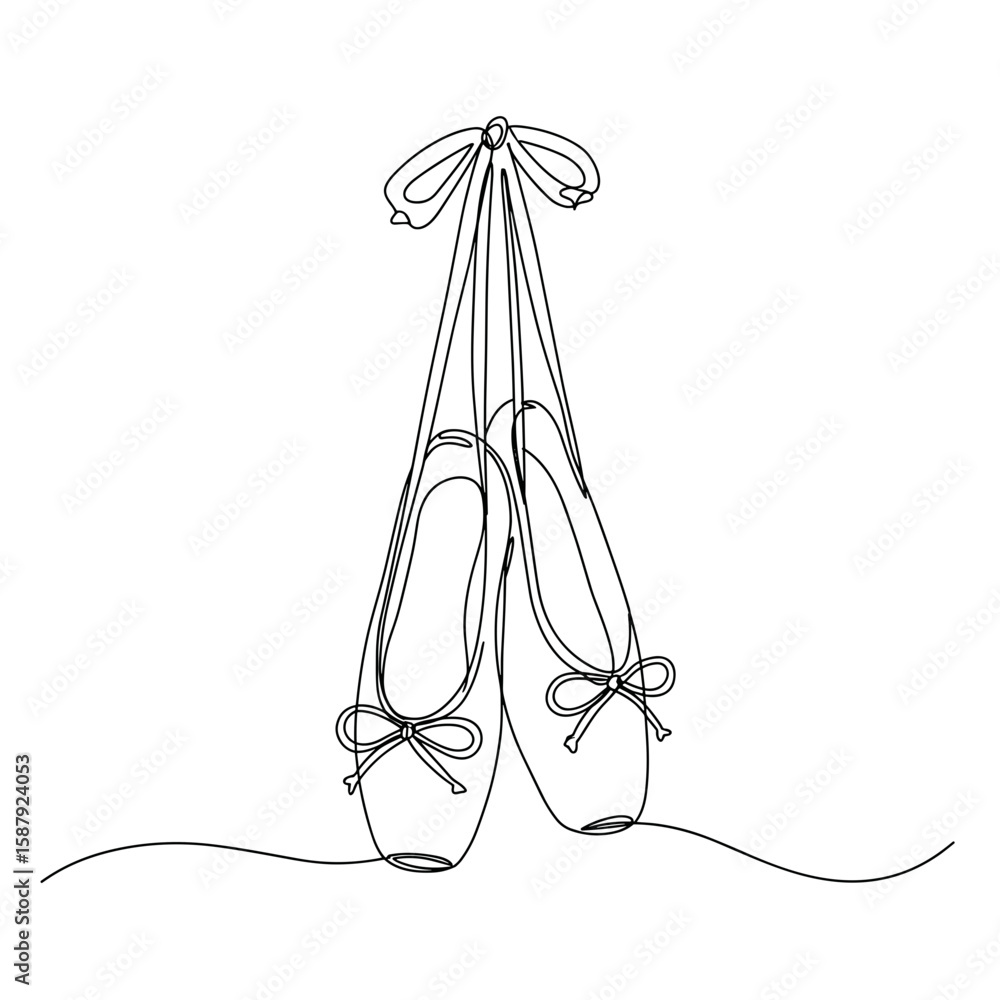 Obraz premium Ballet shoes illustrated in continuous line art style 