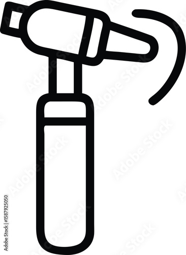 Vector art of a black and white outline of an otoscope used for examining the ear

